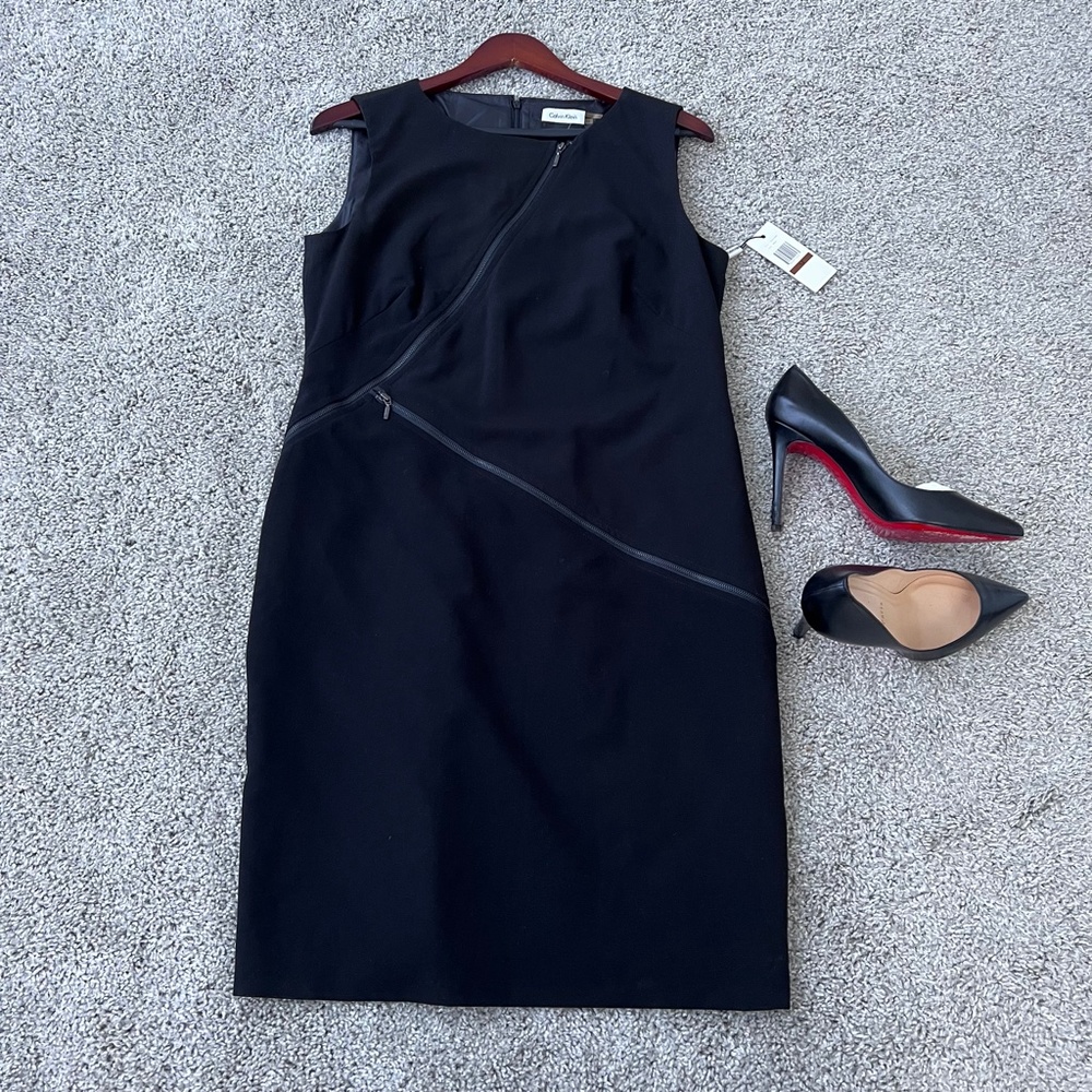 NWT Black Calvin Klein Sheath Sleeveless Dress | Size 12